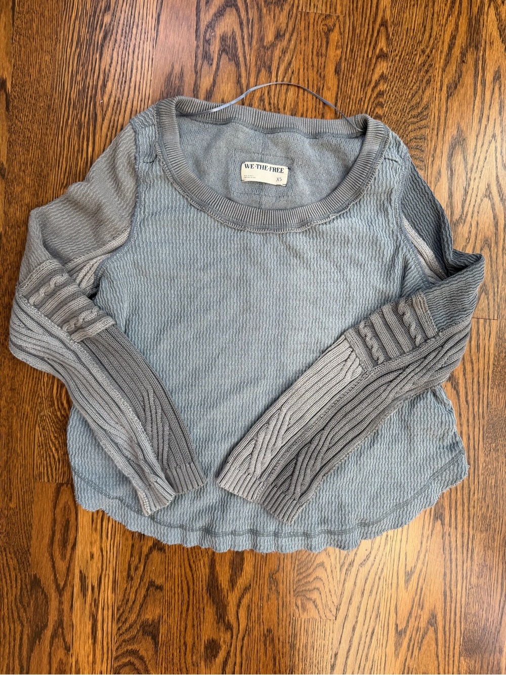 We The Free Slate Gray Ribbed Boho Oversized Casual Fall Winter Sweater
